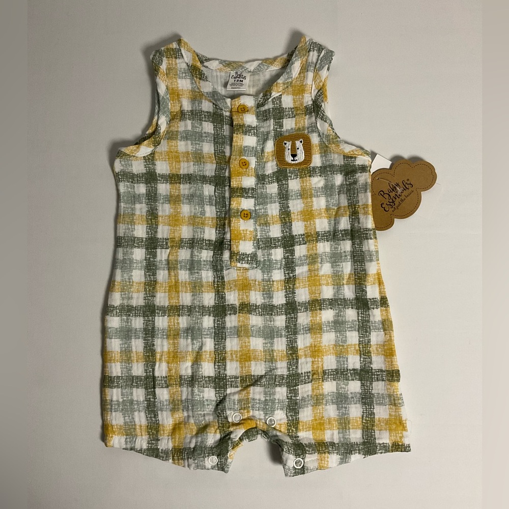 Baby Essentials Checkered Romper, Size 12M